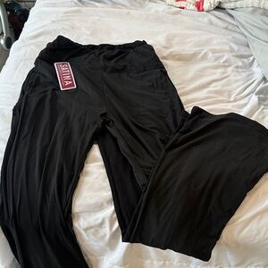 SATINA Black Leggings Flare Bottom -3 pair